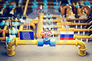 Gas transmission between Russia and EU. Valve on pipeline