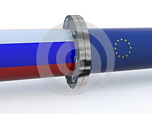 Gas tubes with russian and euro flag