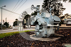 Gas turbine compressor. Gray compressor station for the distribution of natural gas