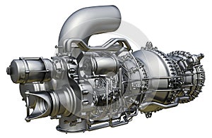 Gas turbine engine centrifugal type of sales gases compressor in pressurized enclosure. 3d rendering