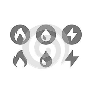 Gas, water and electricity utilities vector icon set.