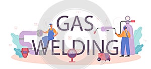 Gas welding typographic header concept. Professional welder