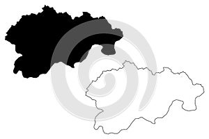 Gasa District Districts of Bhutan, Kingdom of Bhutan map vector illustration, scribble sketch Gasa Dzongkhag map