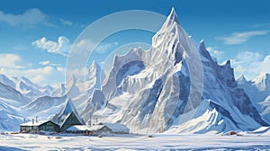 Gasherbrum Ii: Stunning Speedpainting Of Snowy Mountaintop With Houses