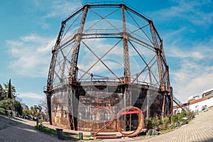 The gasholder at the old gasworks premises at Technopolois - Gazi area in Athens city
