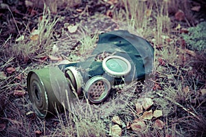 Gasmask laying on the ground in Chernobyl zone