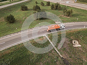 Gasolin tank  truck on the highway.