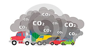 Gasoline cars emits co2 dioxide air pollution ecology concept