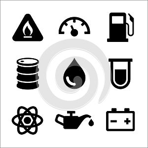 Gasoline Diesel Fuel Service Station Icons Set.