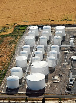 Gasoline fuel storage tank farm.