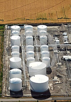 Gasoline fuel storage tank farm.