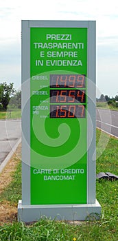 Gasoline price sign - Euro