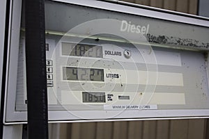 Gasoline prices detail in gasoline station pump