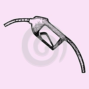 Gasoline pump nozzle, fuel nozzle with hose