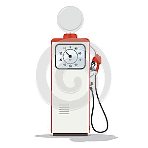 Gasoline pump retro design. Retro fuel dispenser on white background. Gas station with petrol pump