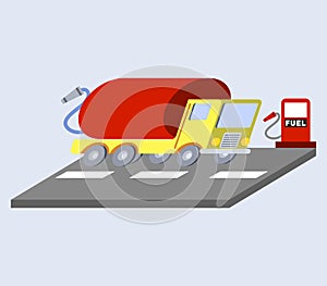 Gasoline truck flat skew icon