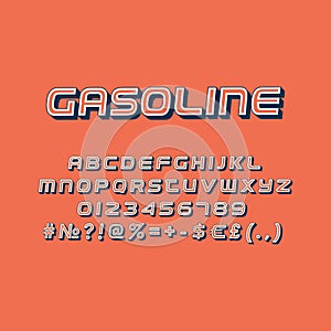 Gasoline vintage 3d vector alphabet set