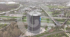 The Gasometer, industrial monument and landmark in the city of Oberhausen, Germany. Musuem and touristic attraction