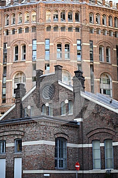 Gasometer and old building Vienna