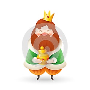 Gaspar - wise man and king celebrate Epiphany - cute vector illustration isolated - greeting card