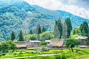 Gassho-zukuri houses at Ainokura village, Gokayama area, Nanto City, Toyama Prefecture, Japan. UNESCO