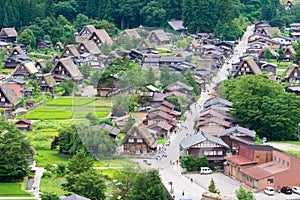 Gassho-zukuri houses at Ogimachi Village in Shirakawago, Gifu, Japan. It is part of UNESCO World