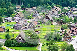 Gassho-zukuri houses at Ogimachi Village in Shirakawago, Gifu, Japan. It is part of UNESCO World