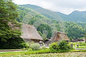 Gassho-zukuri houses at Ogimachi Village in Shirakawago, Gifu, Japan. It is part of UNESCO World