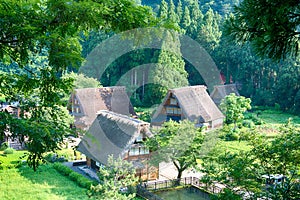 Gassho-zukuri houses at Suganuma village, Gokayama area, Nanto City, Toyama Prefecture, Japan. UNESCO