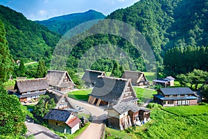 Gassho-zukuri houses at Suganuma village, Gokayama area, Nanto City, Toyama Prefecture, Japan. UNESCO