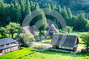 Gassho-zukuri houses at Suganuma village, Gokayama area, Nanto City, Toyama Prefecture, Japan. UNESCO