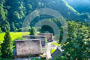 Gassho-zukuri houses at Suganuma village, Gokayama area, Nanto City, Toyama Prefecture, Japan. UNESCO