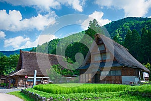 Gassho-zukuri houses at Suganuma village, Gokayama area, Nanto City, Toyama Prefecture, Japan. UNESCO