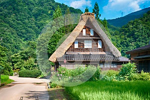 Gassho-zukuri houses at Suganuma village, Gokayama area, Nanto City, Toyama Prefecture, Japan. UNESCO