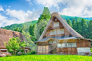 Gassho-zukuri houses at Suganuma village, Gokayama area, Nanto City, Toyama Prefecture, Japan. UNESCO