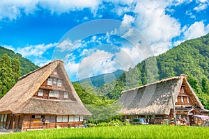 Gassho-zukuri houses at Suganuma village, Gokayama area, Nanto City, Toyama Prefecture, Japan. UNESCO