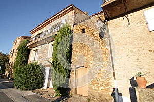 Gassin's stone houses at sunset