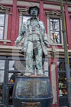 Gassy Jack statue - founder of Gastown Vancouver - VANCOUVER - CANADA - APRIL 12, 2017