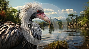 Gastornis are an extinct genus of large flightless birds that lived during the Eocene. generative ai