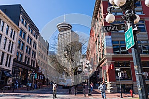 Gastown Steam Clock and downtown beautiful street view. Vancouver, Canada