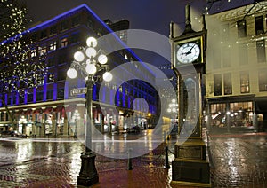 Gastown Steam Clock on a Rainy Night