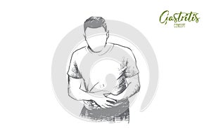 Gastritis concept. Hand drawn isolated vector.