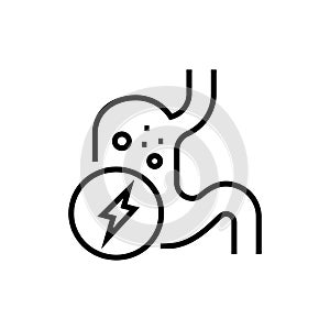 Gastritis icon. Gastroesophageal reflux disease vector illustration. Editable stroke.