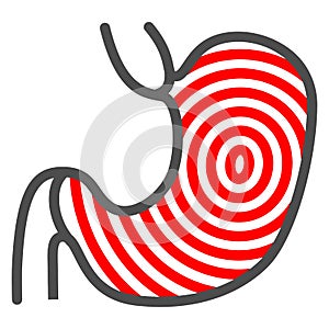 Gastritis line icon, Human diseases concept, Chronic erosive inflammation sign on white background, Gastritis disease