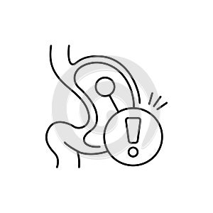 Gastritis olor line icon. Gastroesophageal reflux disease. Pictogram for web page, mobile app, promo.