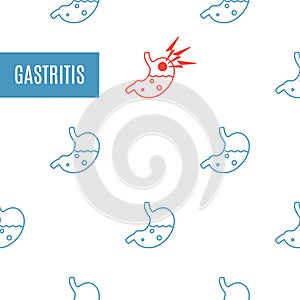 Gastritis stomach icon patterned medical poster on white