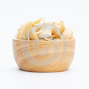 gastrodia elata wooden bowl isolated