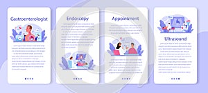 Gastroenterology doctor mobile application banner set. Idea of health care