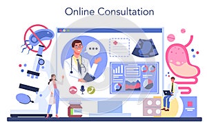 Gastroenterology doctor online service or platform. Idea of health care