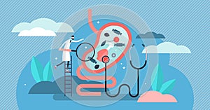 Gastroenterology vector illustration. Tiny stomach doctor persons concept.